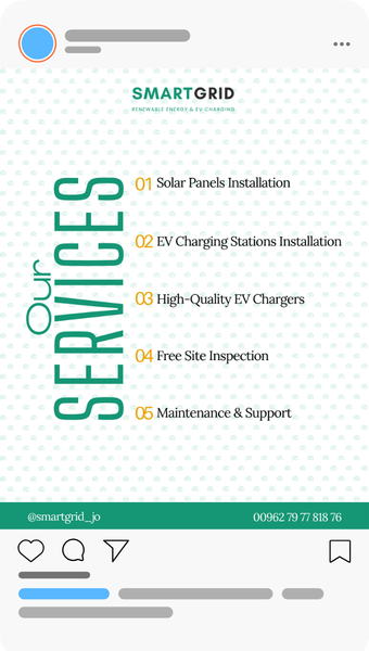Post Renewable energy and EV charging company social media post template idea by rola khader