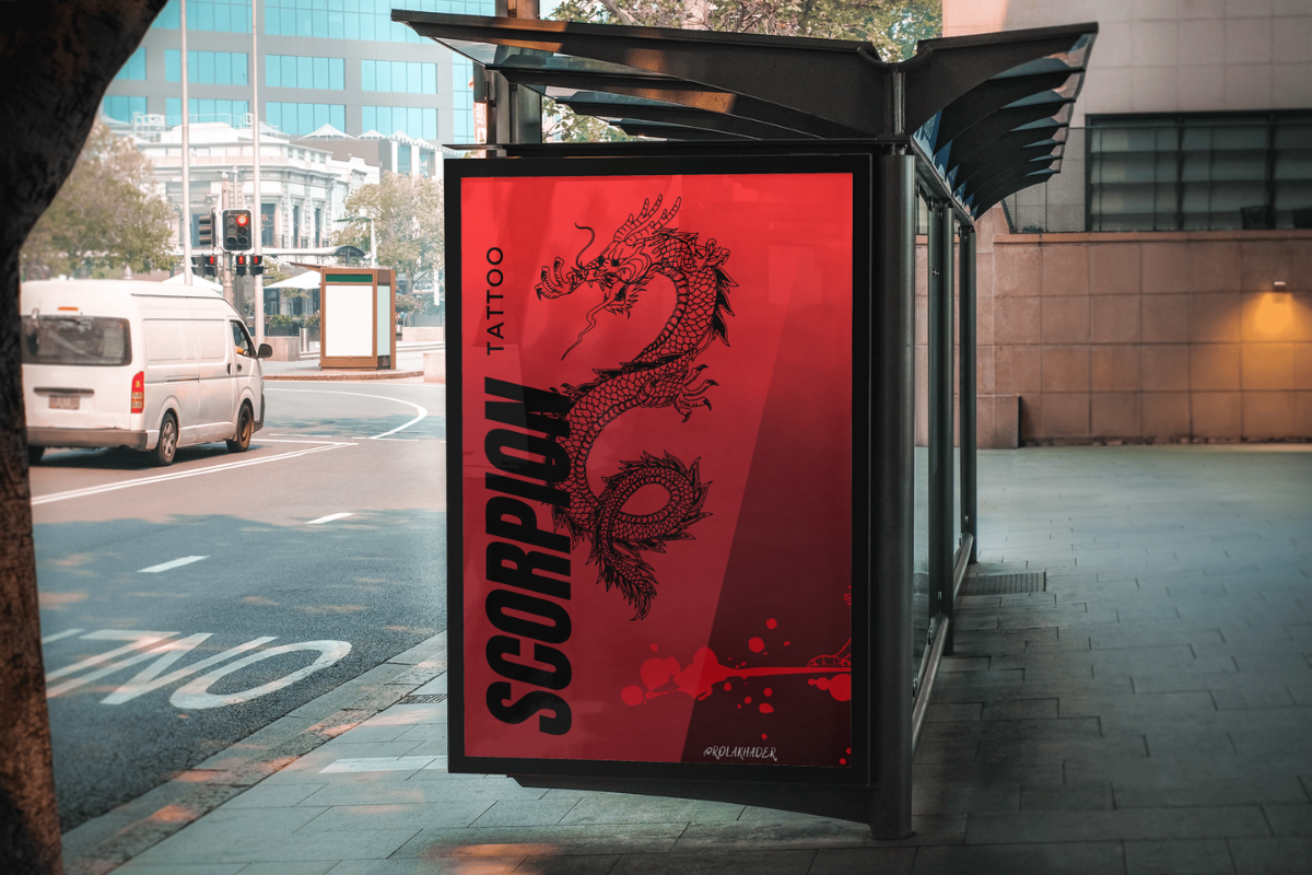 Poster red street big poster for a tattoo shop design by rola Khader