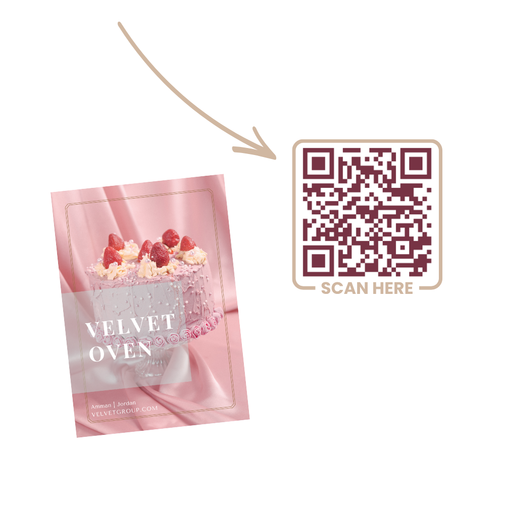Velvet Menu QRCode Menu Design and QR code Menu design for a sweets bakery designed by rola khader