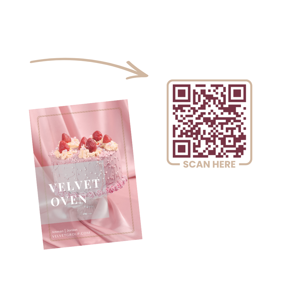 Velvet Menu QRCode Menu Design and QR code Menu design for a sweets bakery designed by rola khader